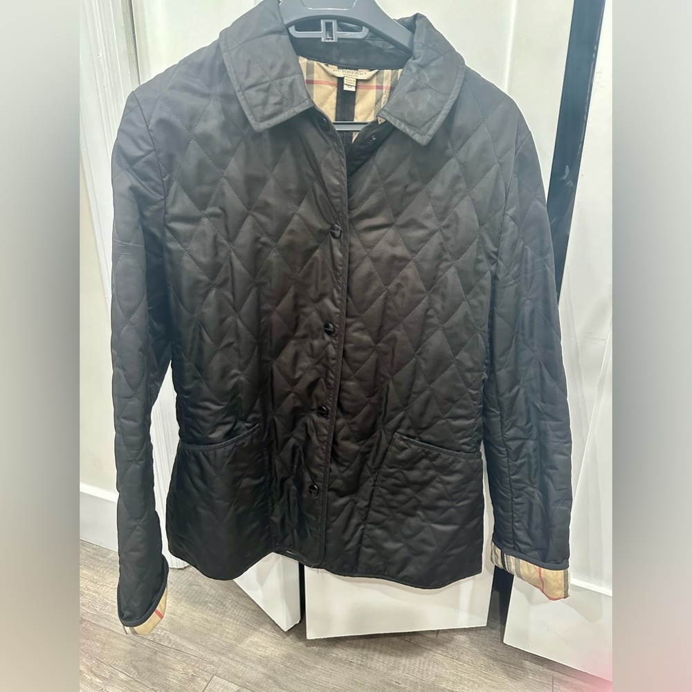 AUTHENTIC BURBERRY Brit BLACK Quilted Snap Jacket- Nova Check XS